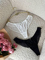 Набір жіночих трусиків чорні та білі у формі стрінг (2 шт)