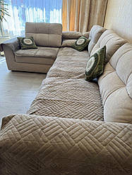 Накидки-дивандеки угловой на диван и на диван с креслами, многофунциональные 3 полотна