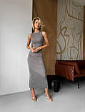 Жіноча бавовняна силуетна сукня міді з вирізами з боків на талії, фото 7