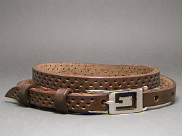 Жіночий шкіряний ремінь із перфорацією Svetlana Zubko коричневий (mrk)