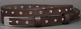 Жіночий шкіряний ремінь Шарнір 1,5 см Svetlana Zubko коричневий (mrk)