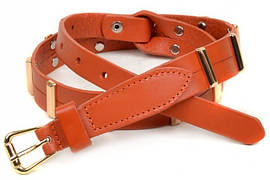 Жіночий шкіряний ремінь 466-1 оранжевий 93х2,5 см