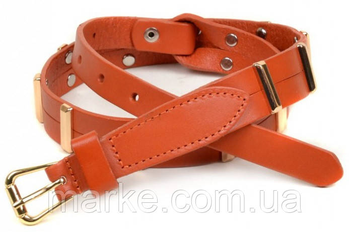 Жіночий шкіряний ремінь 466-1 оранжевий 93х2,5 см