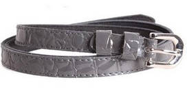 Жіночий вузький ремінь з екошкіри сірий 103х1,5 см (mrk)