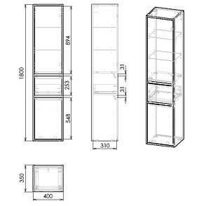 BILOVEC пенал 180*40*35 см, підвісний, колір дуб крафт Арт. f3263Dr, фото 4