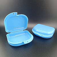 Коробка контейнер бокс для пластинок, трейнеров, капп элайнеров ортодонтический протезов цвет на выбор Голубой