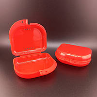 Коробка контейнер бокс для пластинок, трейнеров, капп элайнеров ортодонтический протезов цвет на выбор Красный