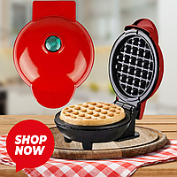 Вафельниця міні для бельгійських вафель Mini Waffle Maker, електрична міні вафельниця, антипригарна Waffle