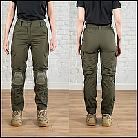 Водозащитные военные штаны олива с наколенниками, брюки тактические армейские рип-стоп