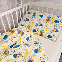 Детское постельное белье в кроватку для мальчика Сплюшка 90х120 пододеяльник простынь на резинке наволочка