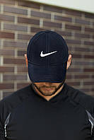 Мужская летняя кепка Nike темно-синяя универсальная хлопковая , Удобная спортивная бейсболка Найк синего trek