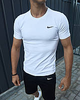Белая футболка Nike спортивная мужская качественная , Летняя футболка Найк белого цвета классическая мод trek