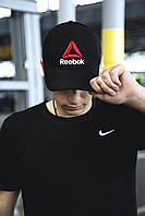 Летняя черная кепка Reebok мужская спортивная универсальная , Стильная котоновая бейсболка Рибок черного wear