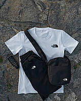 Мужской белый костюм The North Face летний футболка и шорты, Белый спортивный костюм ТНФ на лето 3в1 +ба wear
