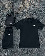 Мужской черный костюм The North Face летний футболка+шорты, Черный спортивный костюм ТНФ на лето 3в1 +ба wear