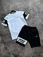 Мужской летний костюм Nike белый котоновый шорты и футболка , Белый спортивный костюм Найк на лето (Турц wear