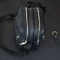 MKL Якісна чоловіча сумка - месенджер з натуральної шкіри на 4 кишені зі BE-193 срібною блискавкою