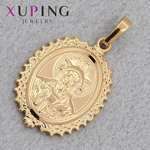 Кулон ладану, який має овальну форму без каменів золотистого кольору, медичне золото 18 К розмір 35х20 мм