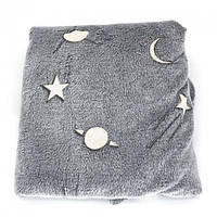 MKL Плед, що світиться в темряві, плюшеве покривало Blanket kids Magic Star 150х100 см флісова ковдра. JU-903 Колір: сірий