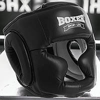 Шлем боксерский закрытый Натуральная кожа Boxer Elite Черный L (2033-1)