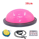 Балансувальна напівсфера BOSU для фітнесу та гімнастики D 59см надувна з насосом, фото 2