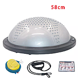 Балансувальна напівсфера BOSU для фітнесу та гімнастики D 59см надувна з насосом, фото 4