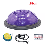 Балансувальна напівсфера BOSU для фітнесу та гімнастики D 59см надувна з насосом, фото 5