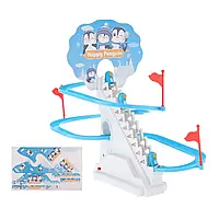 MKL Музыкальная игрушка-трек пингвины на горке 3311 "Happy Penquim", синий с белым