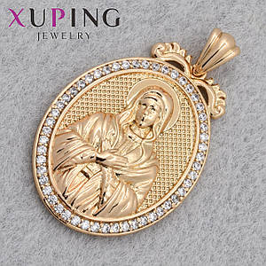 Кулон ладану Образ у овальній формі з кристалами золотистого кольору медичне золото 18 К розмір 38х24 мм