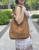 Замшевая светло-коричневая сумка-шоппер Monica, Италия, цвета в ассортименте