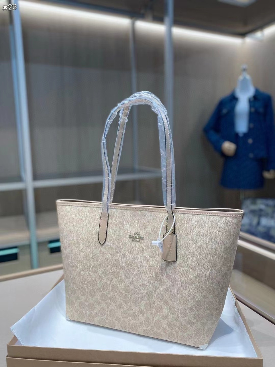 Жіноча сумка Коуч бежева Coach Beige