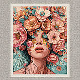 Картина за номерами Дівчина у рожевих квітах 40*50 см Ідейка KHO 8440, фото 2