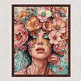 Картина за номерами Дівчина у рожевих квітах 40*50 см Ідейка KHO 8440, фото 3