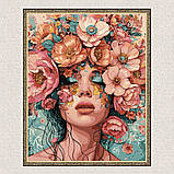 Картина за номерами Дівчина у рожевих квітах 40*50 см Ідейка KHO 8440, фото 5