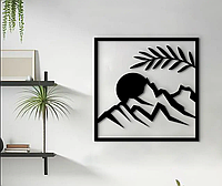 Декор в комнату, деревянная картина на стену «Закат солнца, минимализм», стиль минимализм