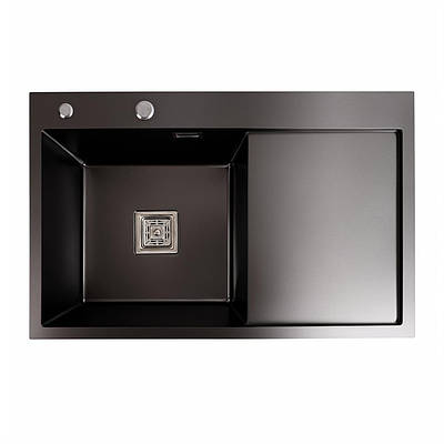 Кухонна мийка Platinum Handmade 78*50В L PVD чорна (товщина 3.0/1.0 мм)
