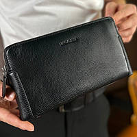 Черный кошелек-клатч на две молнии с  натуральной кожи  Marco Coverna МС8747-3