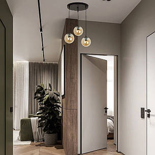 Чорна скляна люстра на 3 лампи (916-31F-3 BR), фото 3