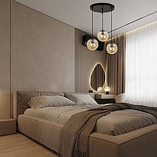 Чорна скляна люстра на 3 лампи (916-31F-3 BR), фото 4