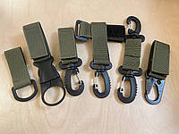 Набор тактических карабинов на стропе олива / Комплект карабины+держатель для перчаток+держатель для бутылки