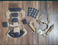 Подвесная система с защитными противоударными подушками для военного шлема койот