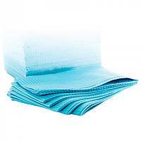 Нагрудники стоматологічні тришарові текстуровані серветки 125шт (блакитні)