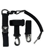 Набор карабинов на черной стропе / карабин металлический +держатель для перчато +страховой шнур