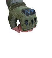 Тактические перчатки олива / Тактические перчатки без пальцев для ВСУ / Перчатки военные для ВСУ
