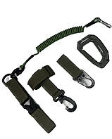 Набор карабинов на стропе олива / Комплект карабины+держатель для перчаток+страховой шнур тренчик