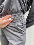 Жіночий спортивний однотонний костюм, двунитка, худі та штани, темно-сірий колір, 54, фото 4