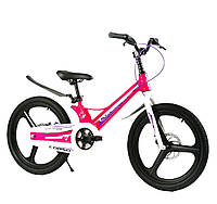 Велосипед спортивний дитячий 8-10 років 20 дюймів Corso Connect Рожевий з білим
