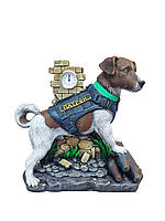 Гипсовая статуэтка ручной работы с часами в виде пса Патрона, на подарок или для декора pkd