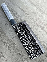 Кухонный нож поварской сантоку из нержавеющей стали с белой ручкой 30 см
