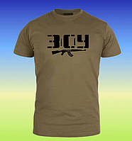 Хлопковая тактическая лопковая  футболка ВСУ с принтом олива, футболка